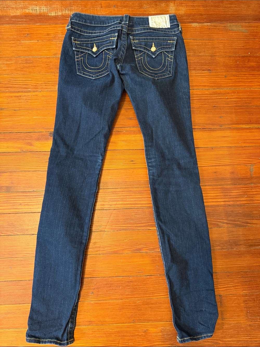 True Religion Dark Blue Women's Slim Jeans with crystallized buttons size 28